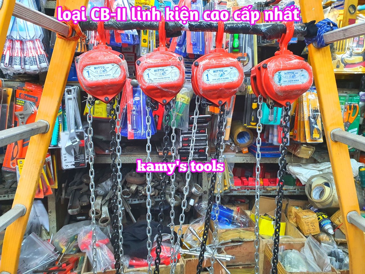 Pa lăng xích kéo tay Nitto 1 tấn 3m (3 mét) 5m (5 mét) model 10VP5 loại CB-II xích đóng logo G80 chính hãng cao cấp
