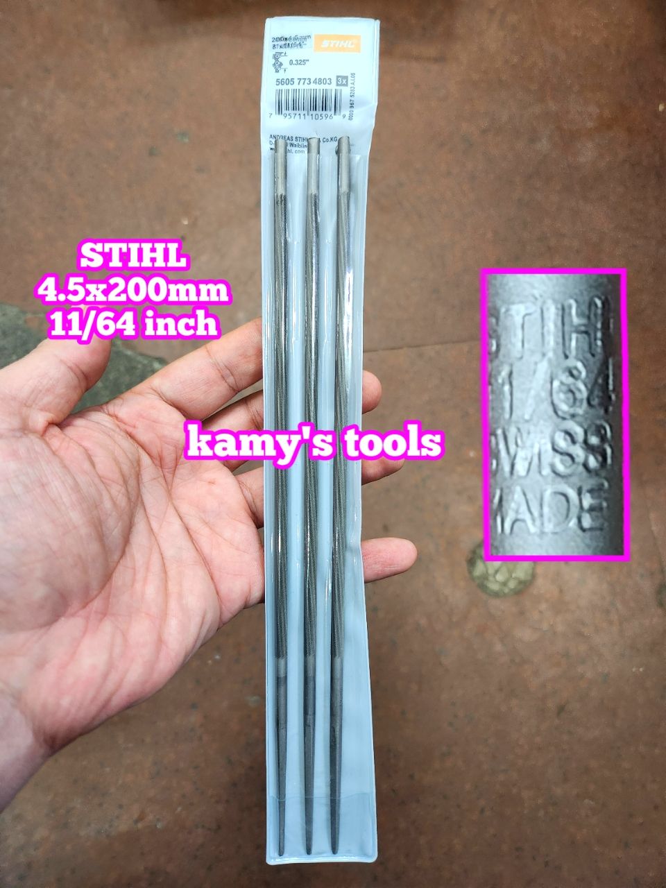 Giũa dũa tròn mài lưỡi cưa xích 4.5mm 11/64 inch STIHL dài 200mm