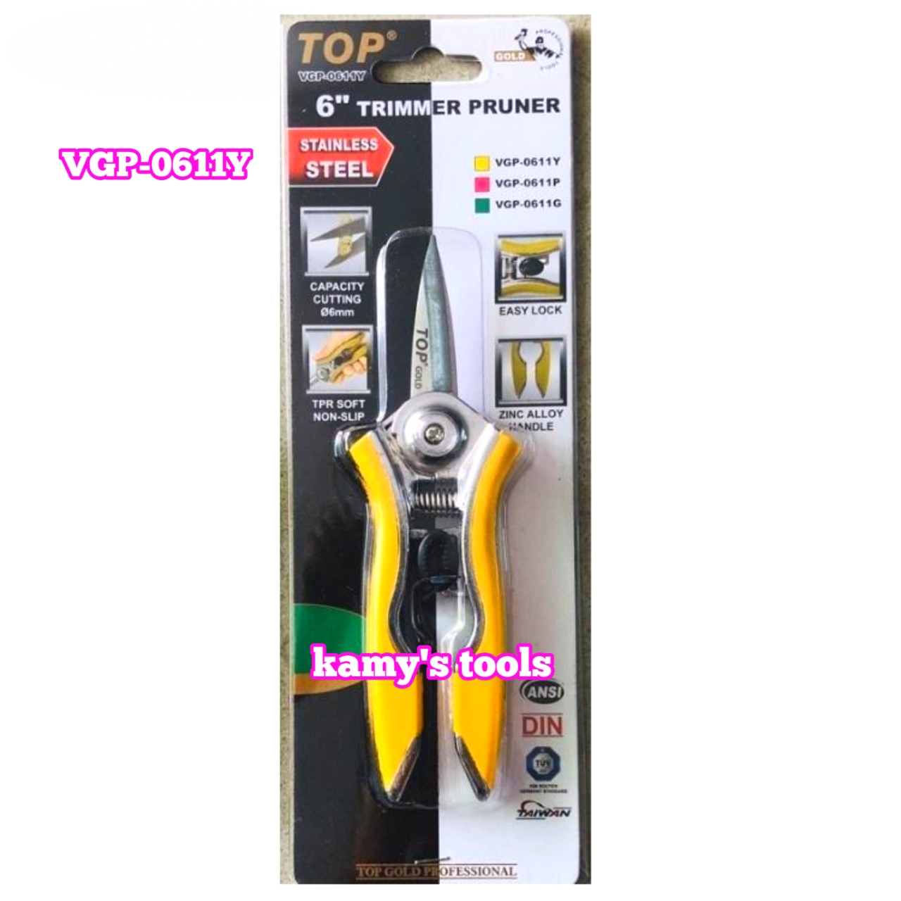 VGP-0611Y Kéo cắt cành cây nhọn 6 inch 150mm cán vàng TOP