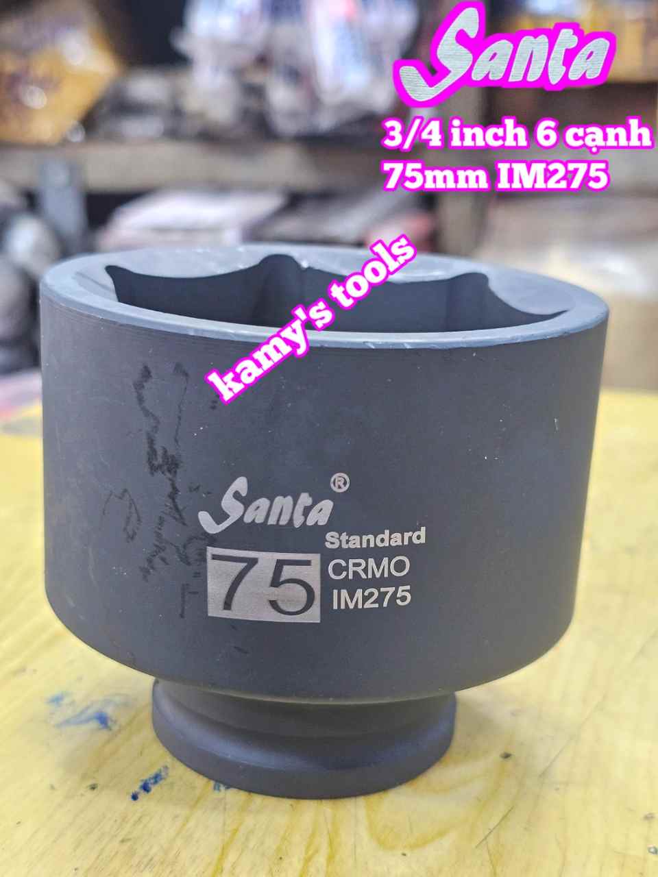 Đầu tuýp khẩu 3/4 inch Santa 6 cạnh thép Cr-Mo 75mm IM275