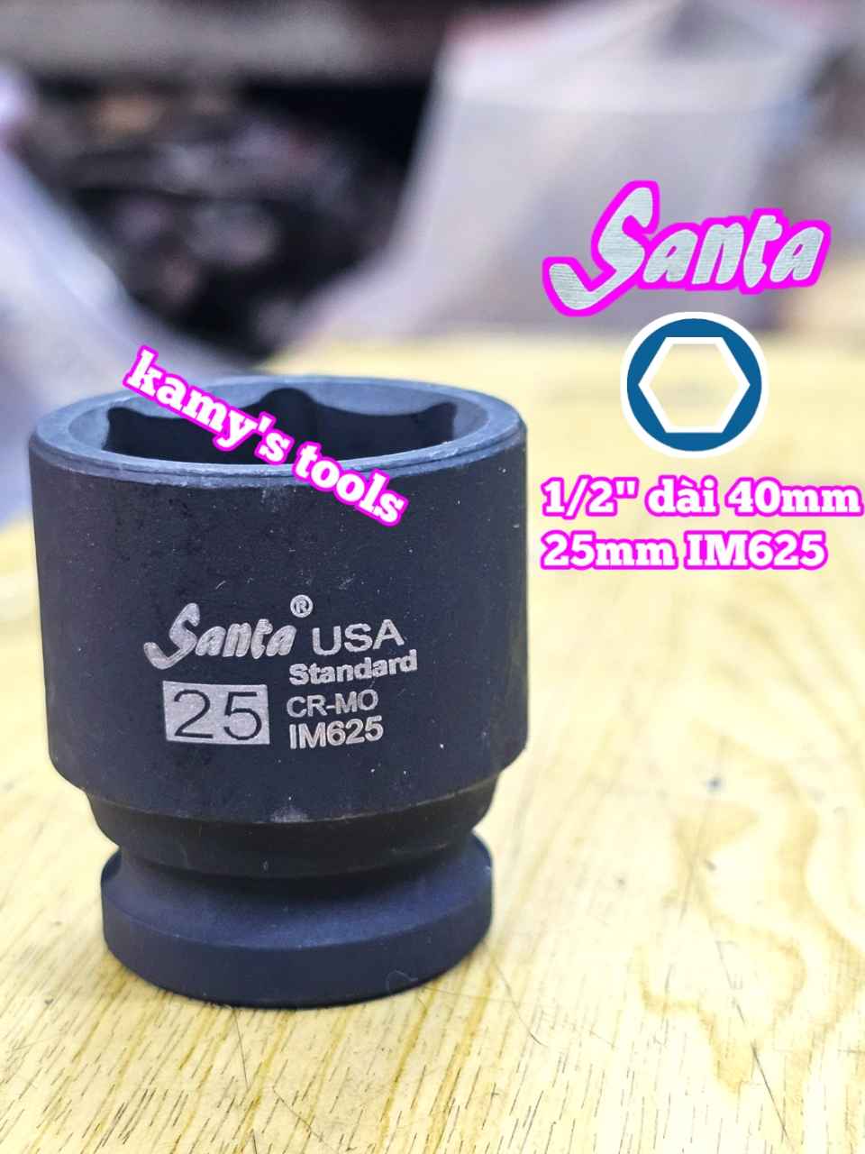 Đầu tuýp 1/2 inch đen Santa 25mm 26mm 28mm 29mm IM625 IM626 IM628 IM629
