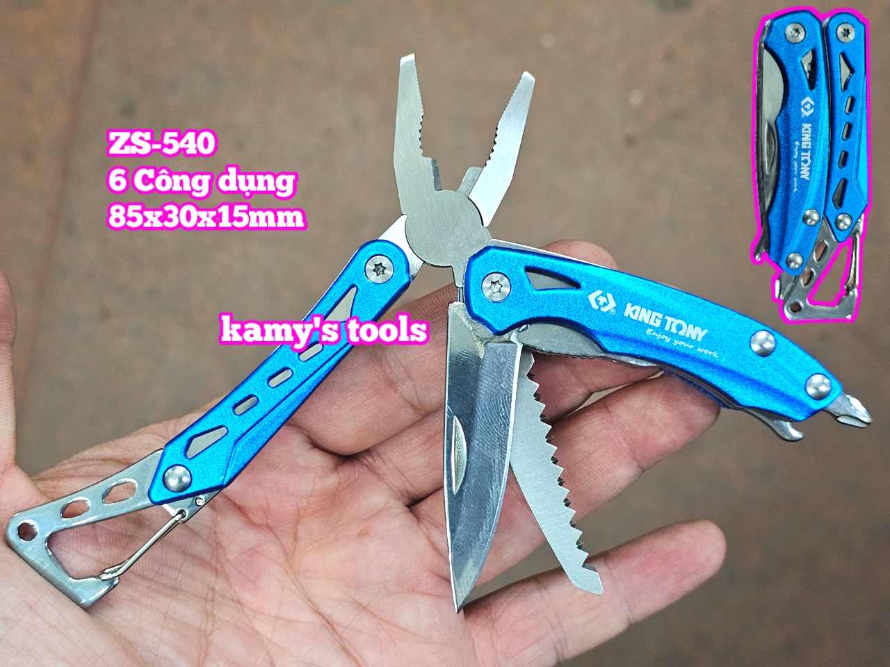 Kìm xếp đa năng bỏ túi Kingtony ZS540 (ZS-540) 6 công dụng 85x30x15mm