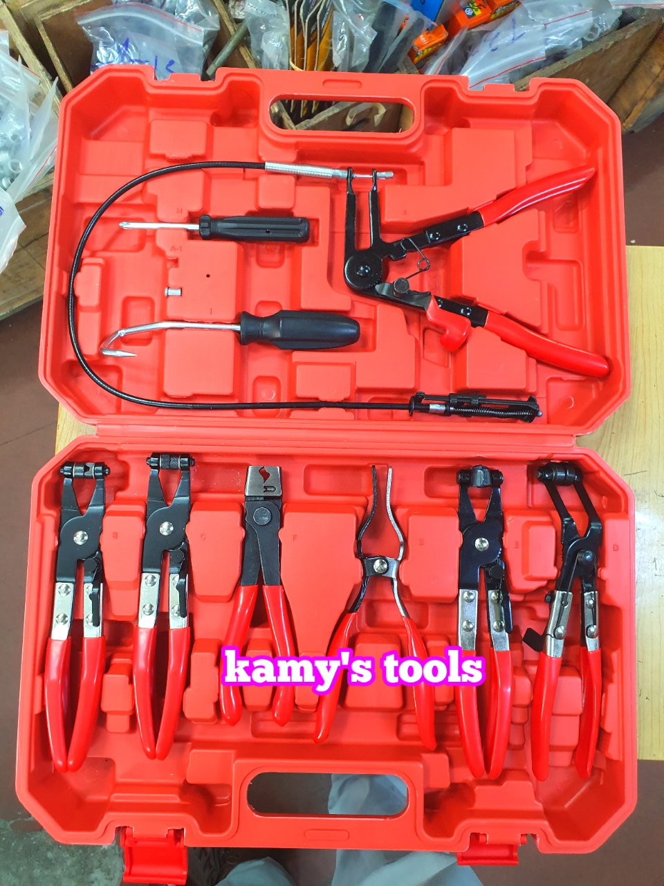 Bộ kìm tháo lắp cổ dê kẹp ống dẫn nhiên liệu 9 chi tiết kamytools