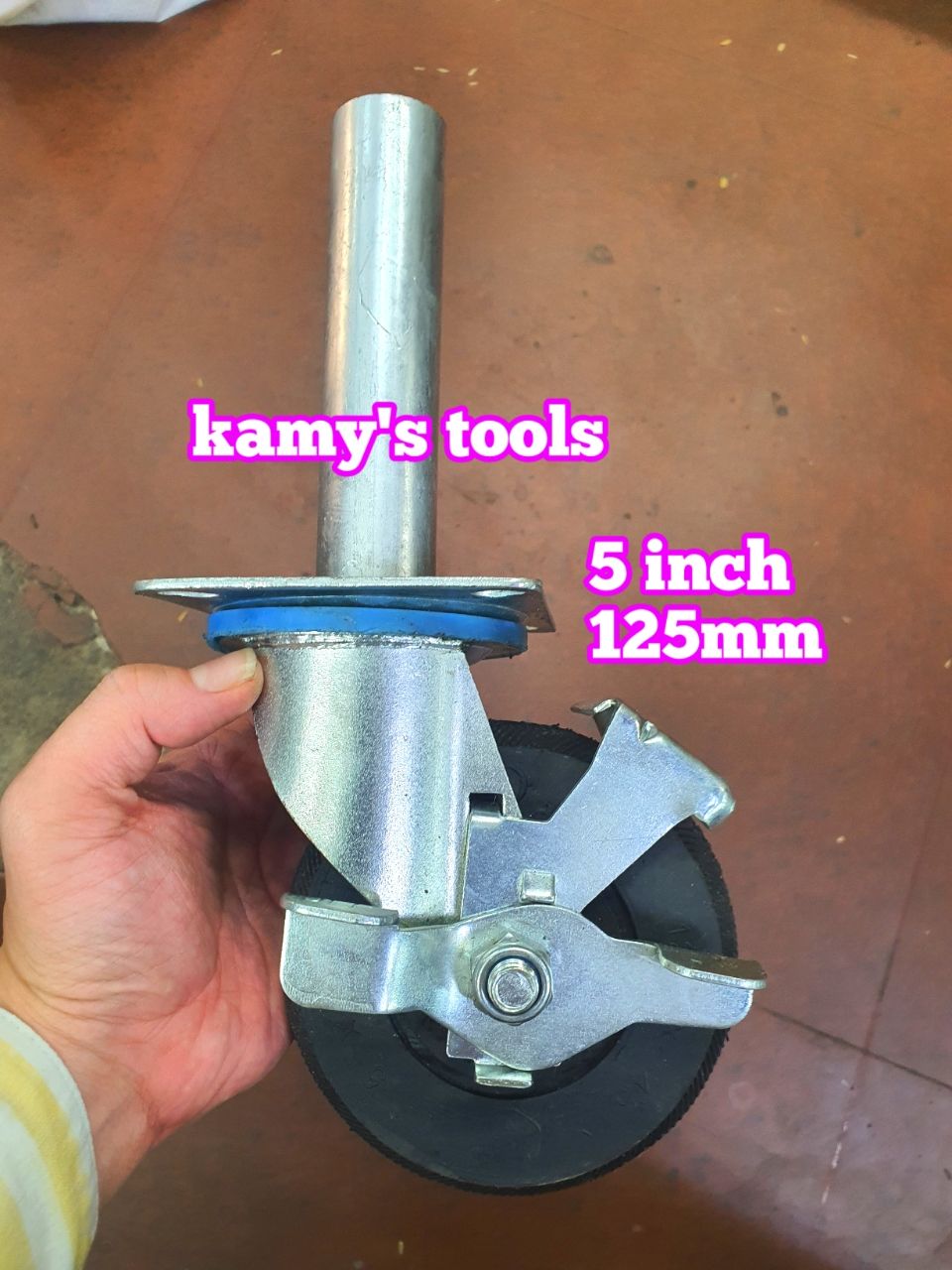 Bánh xe giàn giáo có khóa bánh cao su đặc 5 inch 125mm xoay 360 độ