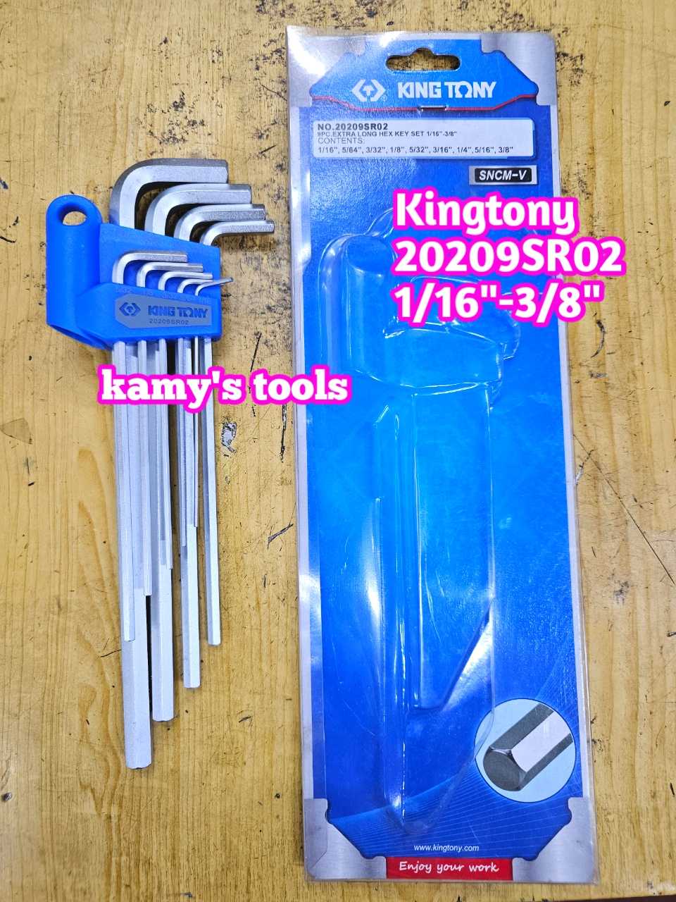 Bộ lục giác đầu bằng hệ inch Kingtony 20209SR02 9 chi tiết 1/16-3/8