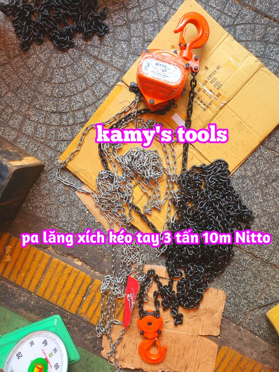 Pa lăng xích kéo tay nitto 3 tấn 10m (10 mét) model 30vp5 loại CB-II xích đóng logo G80 chính hãng cao cấp