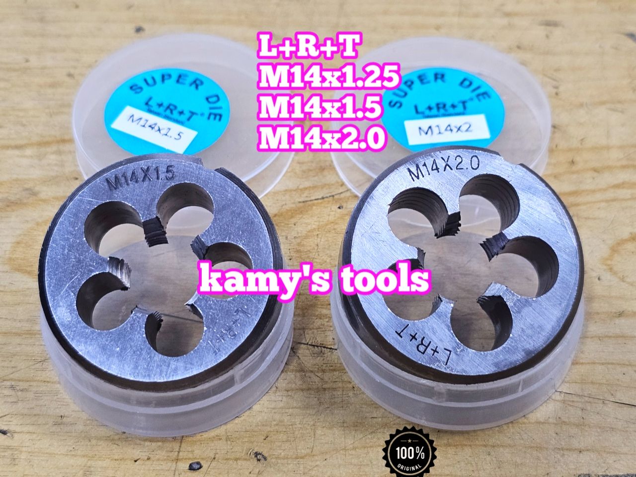 Bàn ren M14x1.25 M14x1.5 M14x2.0 L+R+T (LRT) dụng cụ tạo ren ngoài bulong