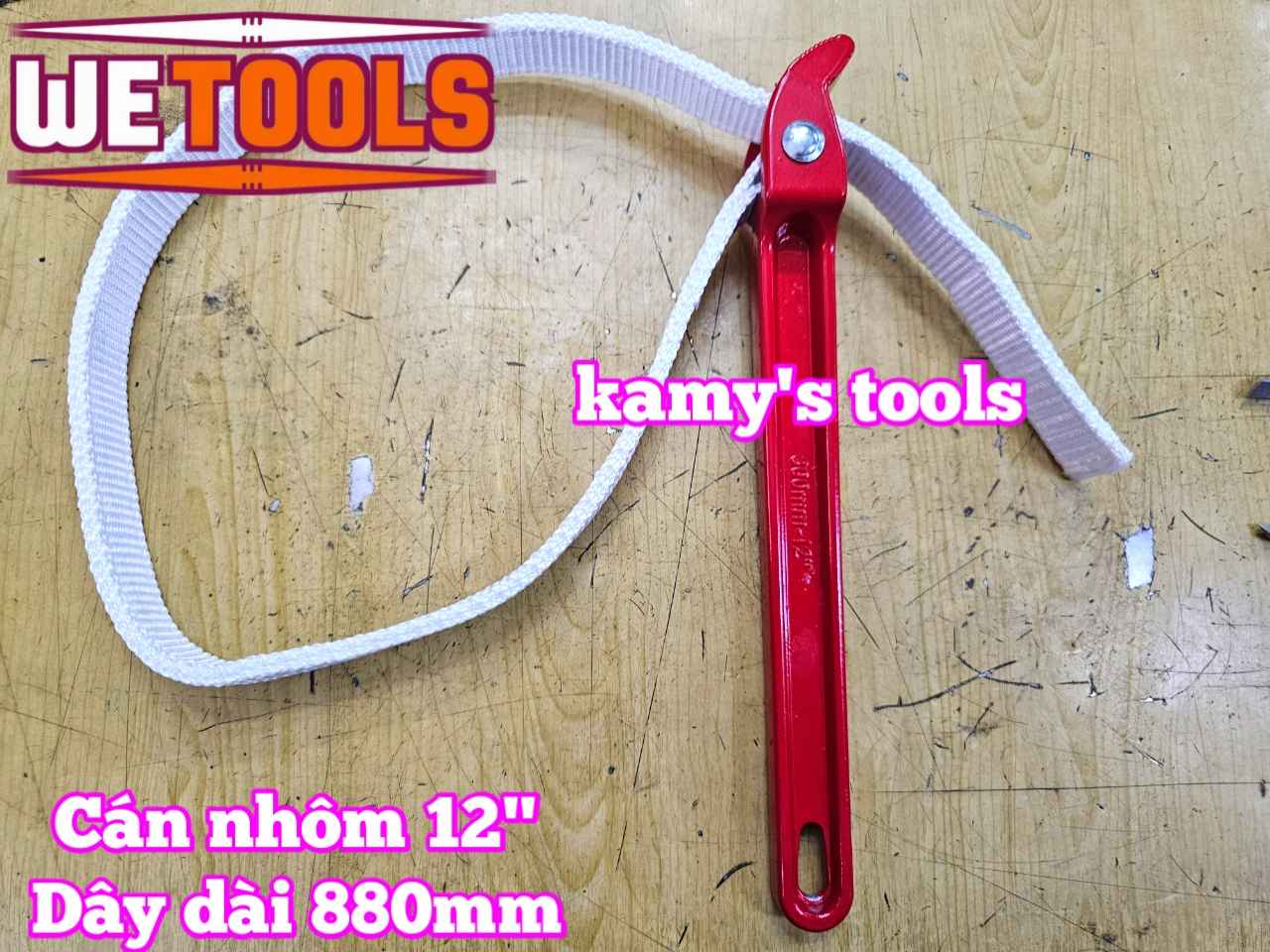 Cờ lê cảo mở lọc nhớt lọc dầu bằng dây cán nhôm 12 inch dây dài 880mm Wetools WT-42212A