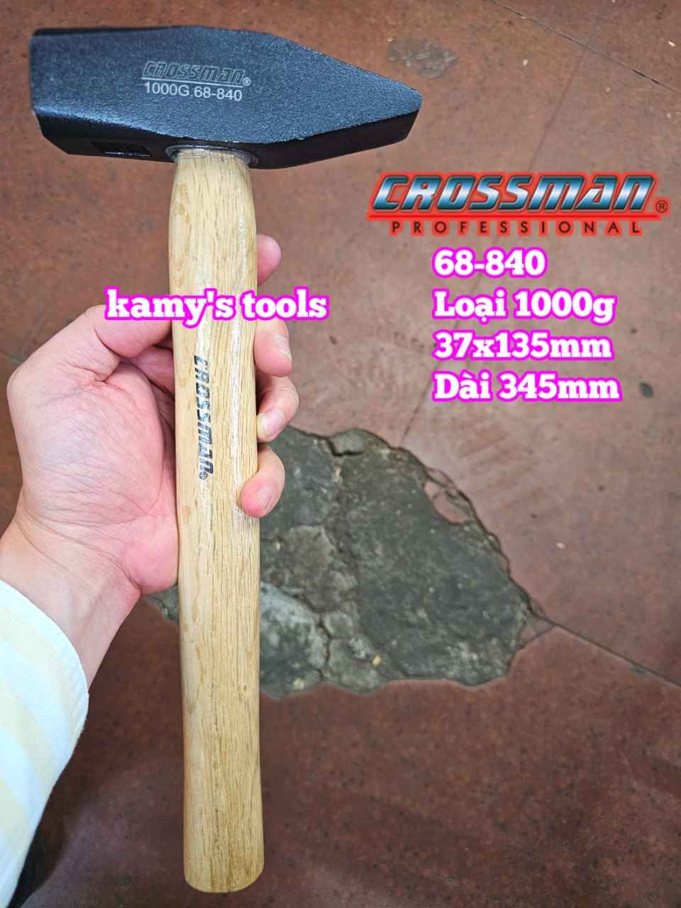 Búa đầu vuông dẹp cán gỗ Crossman 1000g model 68-840