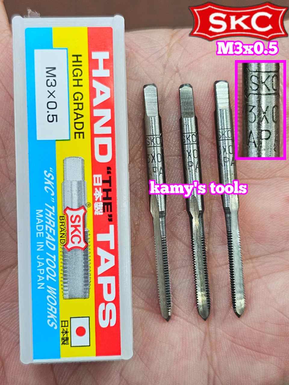 Bộ taro ta rô SKC M3x0.5 Nhật 3 mũi chính hãng logo khắc rõ nét