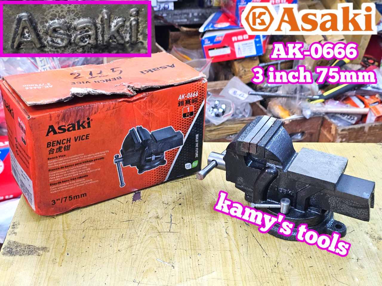 Ê tô bàn nguội xoay Asaki ngàm 75mm 3 inch AK-0666
