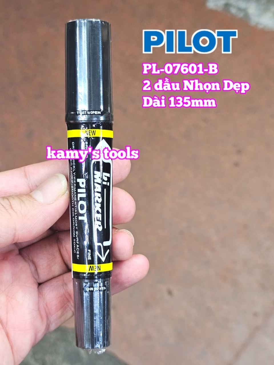 Bút lông dầu Pilot Bi Marker 2 đầu dẹp và nhọn dài 135mm Pilot-07601