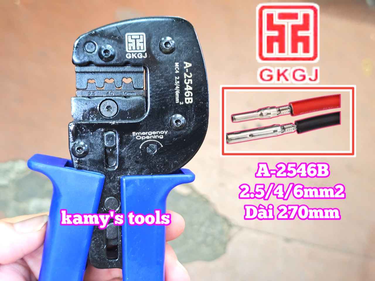 Kìm bấm cos năng lượng mặt trời MC4 2.5-4-6mm2 dài 270mm GKGJ A-2546B