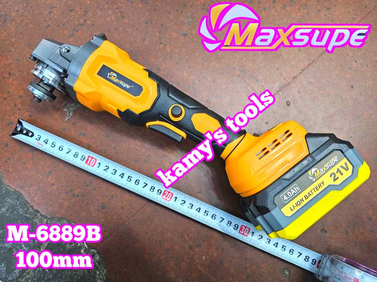 Máy mài góc dùng pin 100mm 21V 2 pin 10 Cell Maxsupe M-6889B