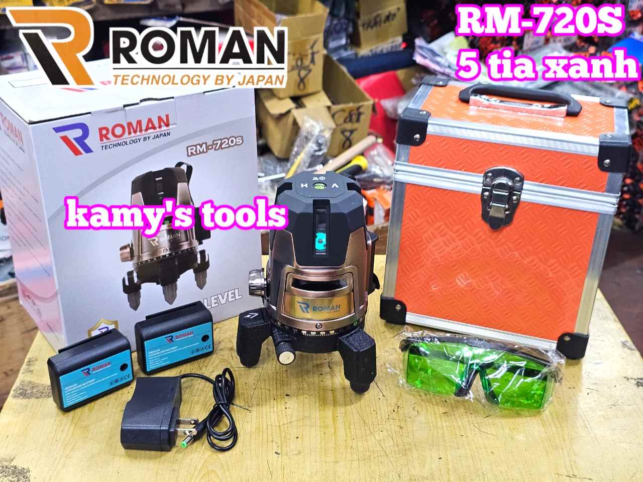 Máy cân mực bắn cốt căn laser 5 tia xanh Roman RM-720S