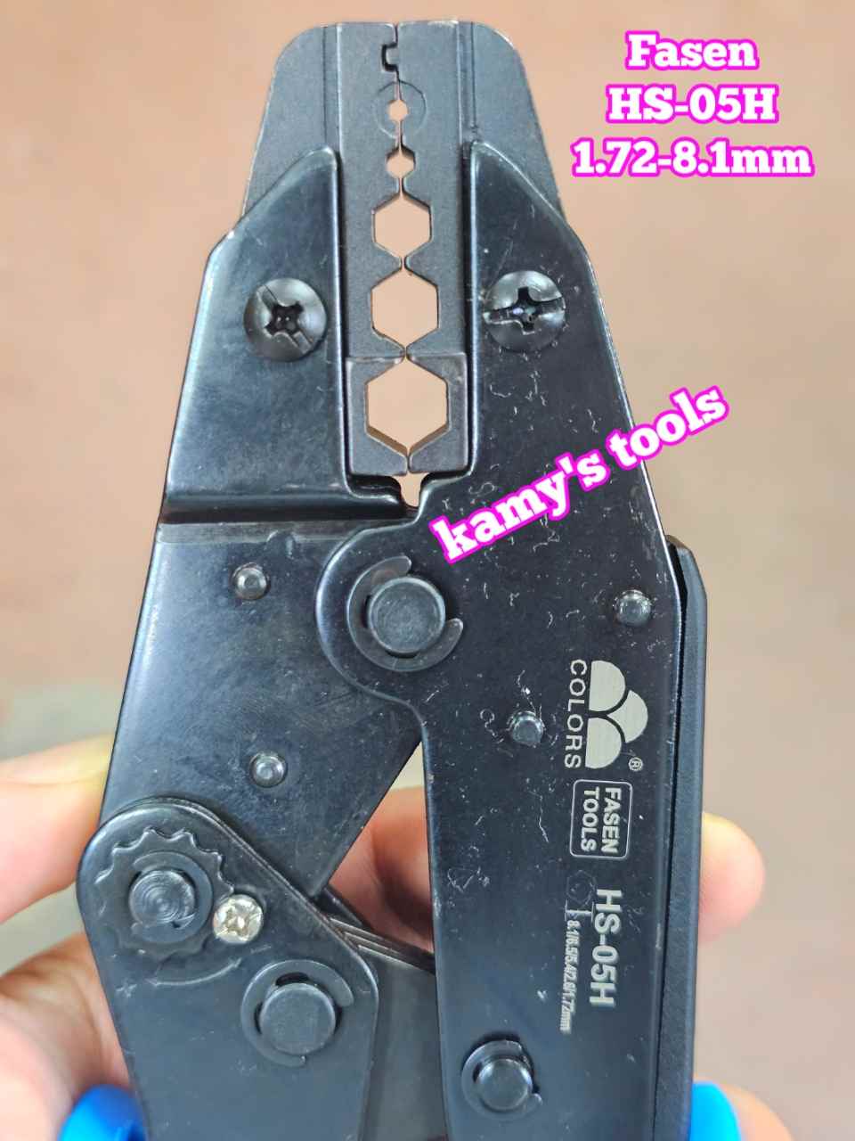 Kìm bấm cos lục giác đầu nối cáp đồng trục camera Fasen HS-05H đường kính 1.72-8.1mm dài 9 inch 235mm