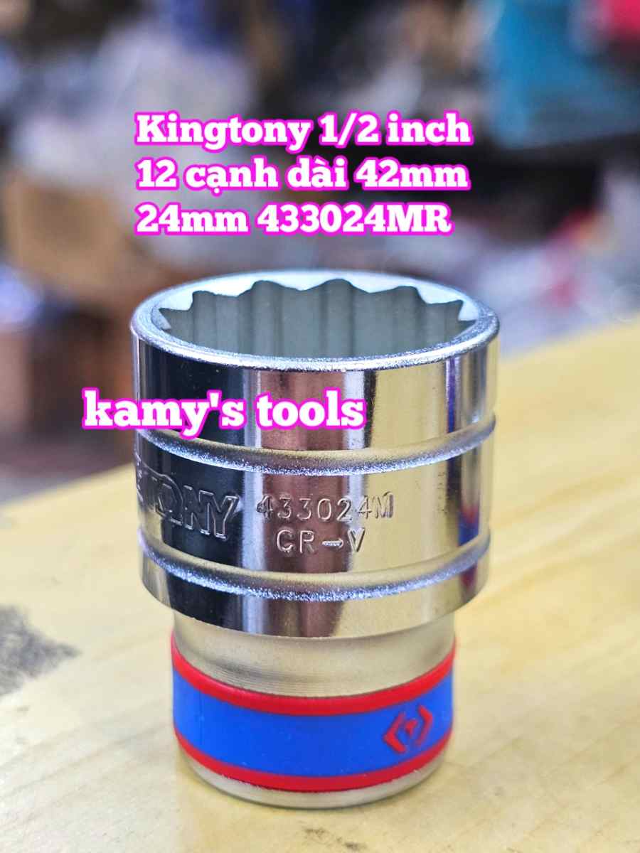 Đầu tuýp trắng ngắn 1/2 inch Kingtony 12 cạnh 24mm 25mm 26mm 27mm 28mm 433024MR 433025MR 433026MR 433027MR 433028MR