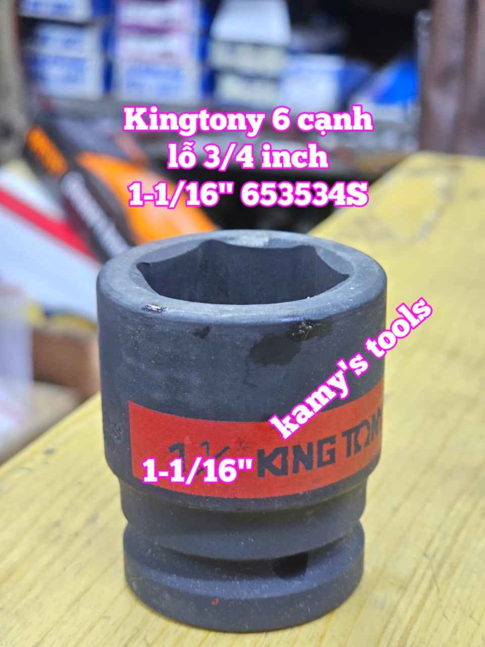 1-1/16 1-1/8 1-3/16 1-1/4 1-5/16 đầu tuýp khẩu lỗ 3/4 inch 6 cạnh Kingtony 653534S 653536S 653538S 653540S 653542S