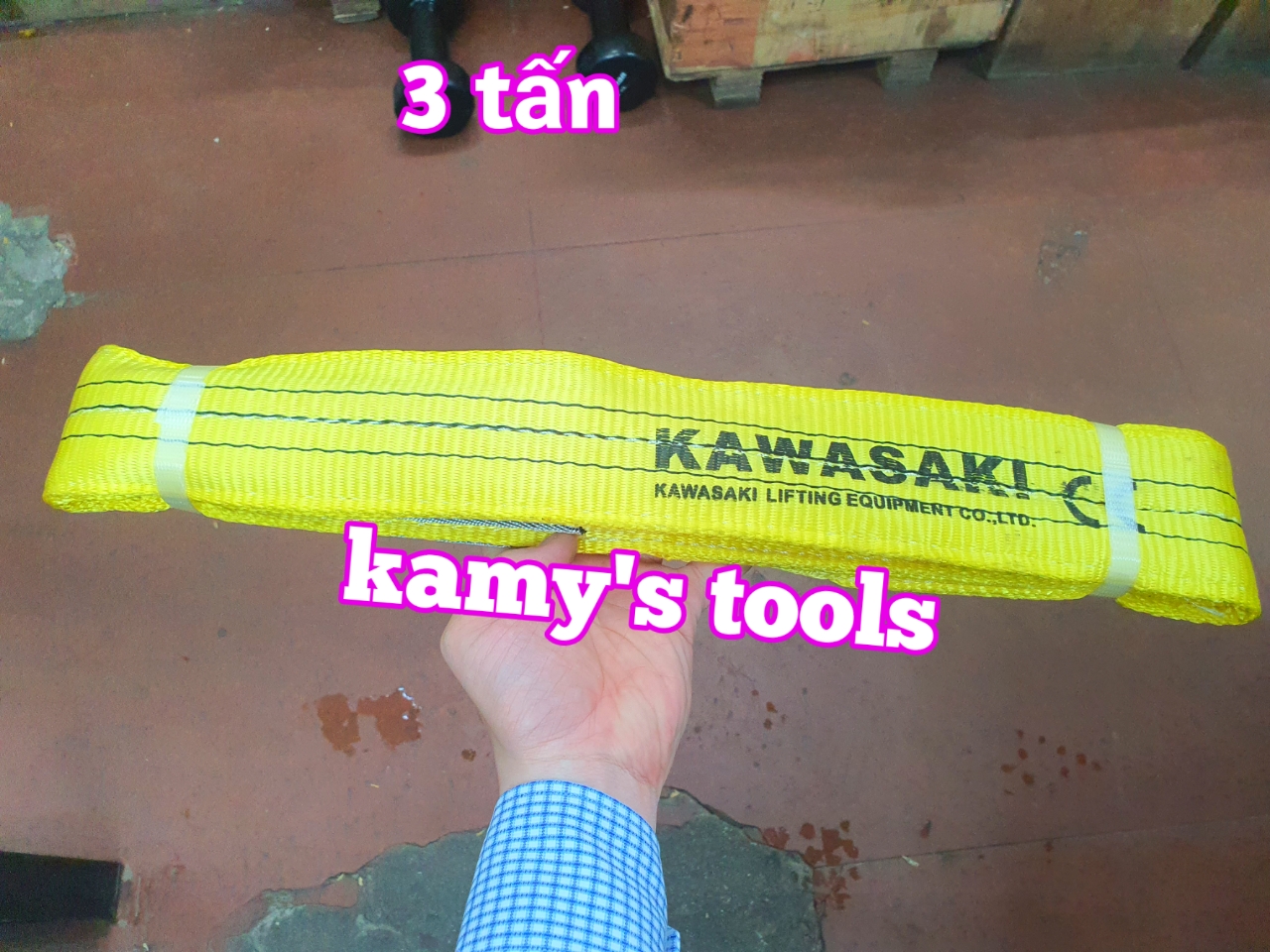Dây cáp vải cẩu hàng bản dẹp 3 tấn, Hệ số 5:1, dài 1m-10m
