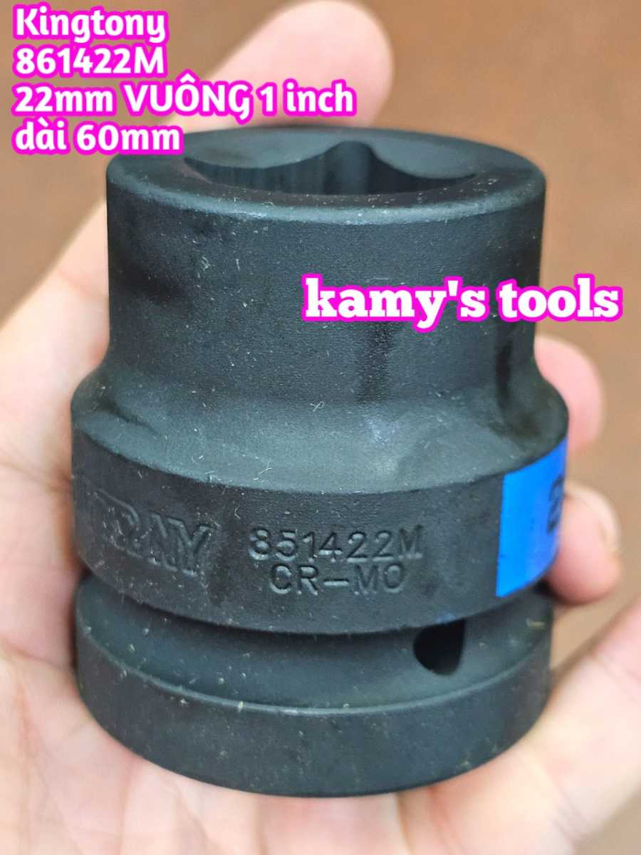 Đầu tuýp vuông 4 cạnh đen 1 inch ngắn 60mm Kingtony 17mm 19mm 20mm 21mm 22mm 851417M 851419M 851420M 851421M 851422M
