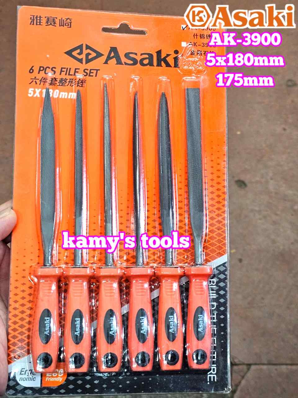 Bộ dũa giũa mini 6 cây Asaki AK-3900 cỡ 5mm 5x180mm