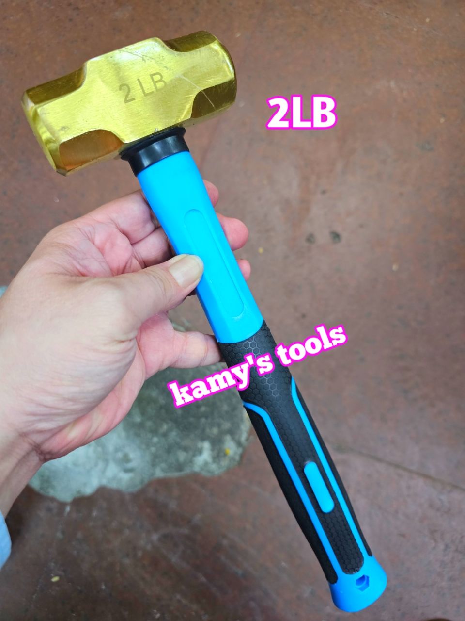 Búa đồng thau đầu lục giác 1kg 2LB cán nhựa dài 338mm kamytools BHCP-02