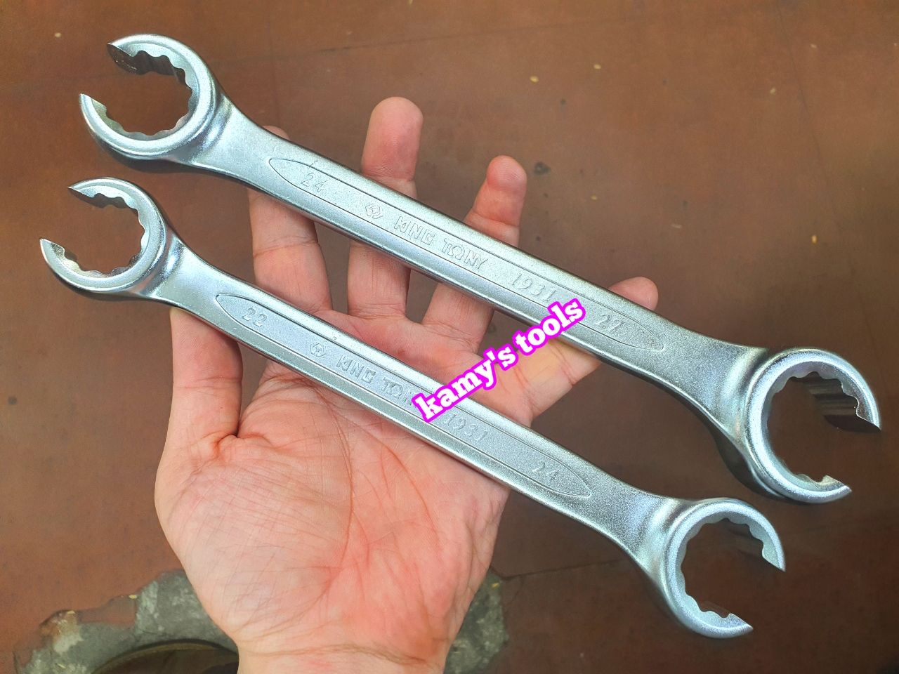 Cờ lê mở ống dầu cờ lê vòng chẻ miệng 22-24 24-27 Kingtony model 19312224 19312427