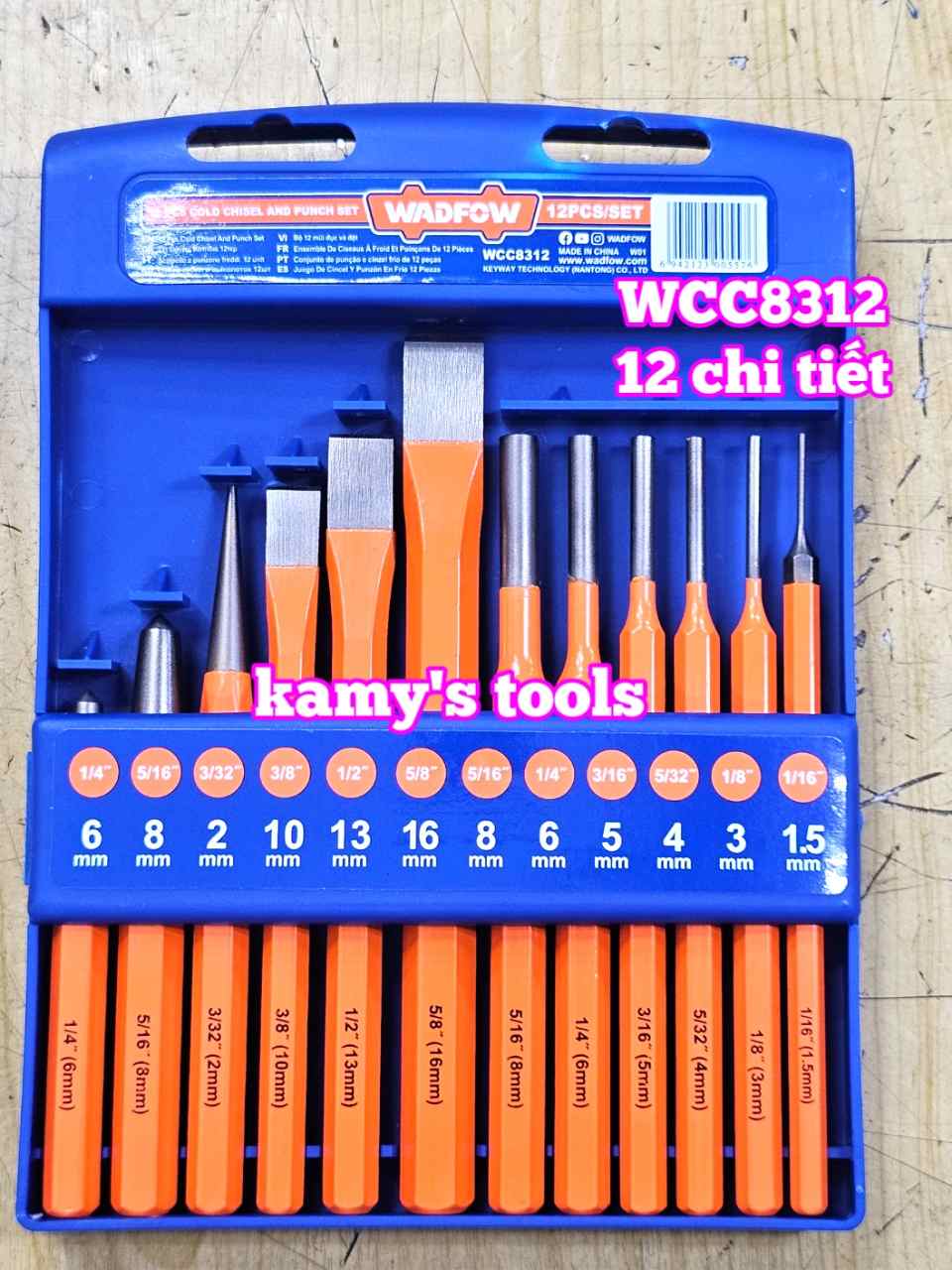 Bộ đục sắt đột lỗ lấy dấu 12 chi tiết Wadfow WCC8312