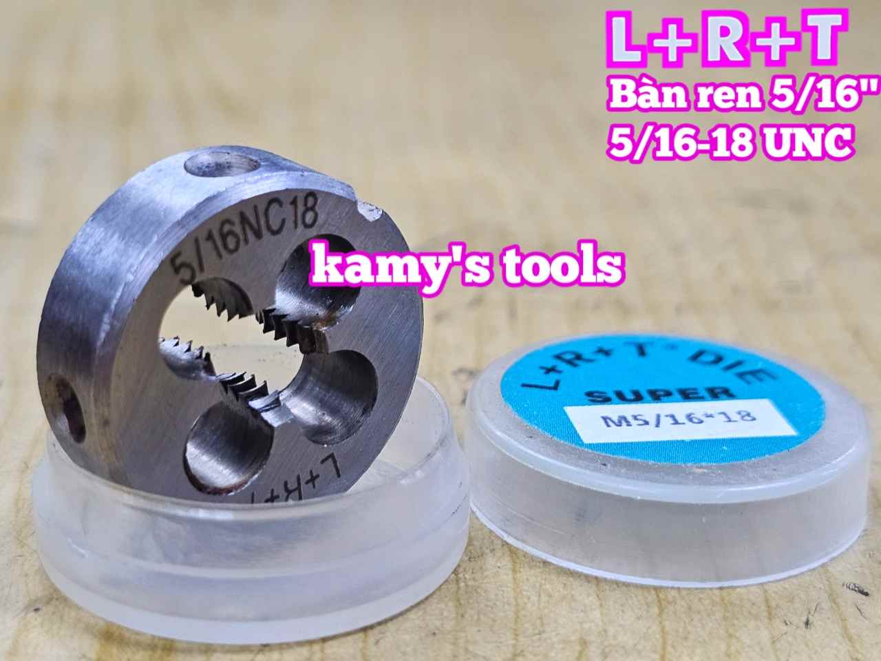 Bàn ren tạo ren ngoài 5/16 inch (7.94mm) bước ren thô và mịn 5/16-18 UNC 5/16-24 UNF L+R+T LRT-435618C LRT-435624F