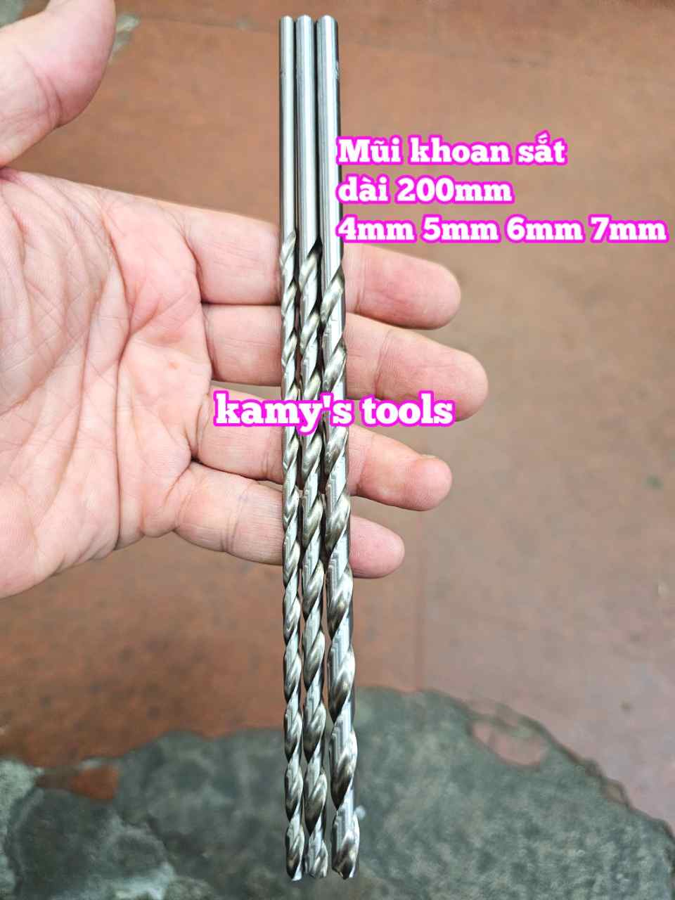Mũi khoan sắt dài 200mm cỡ 4mm 5mm 6mm 7mm 8mm Wetools
