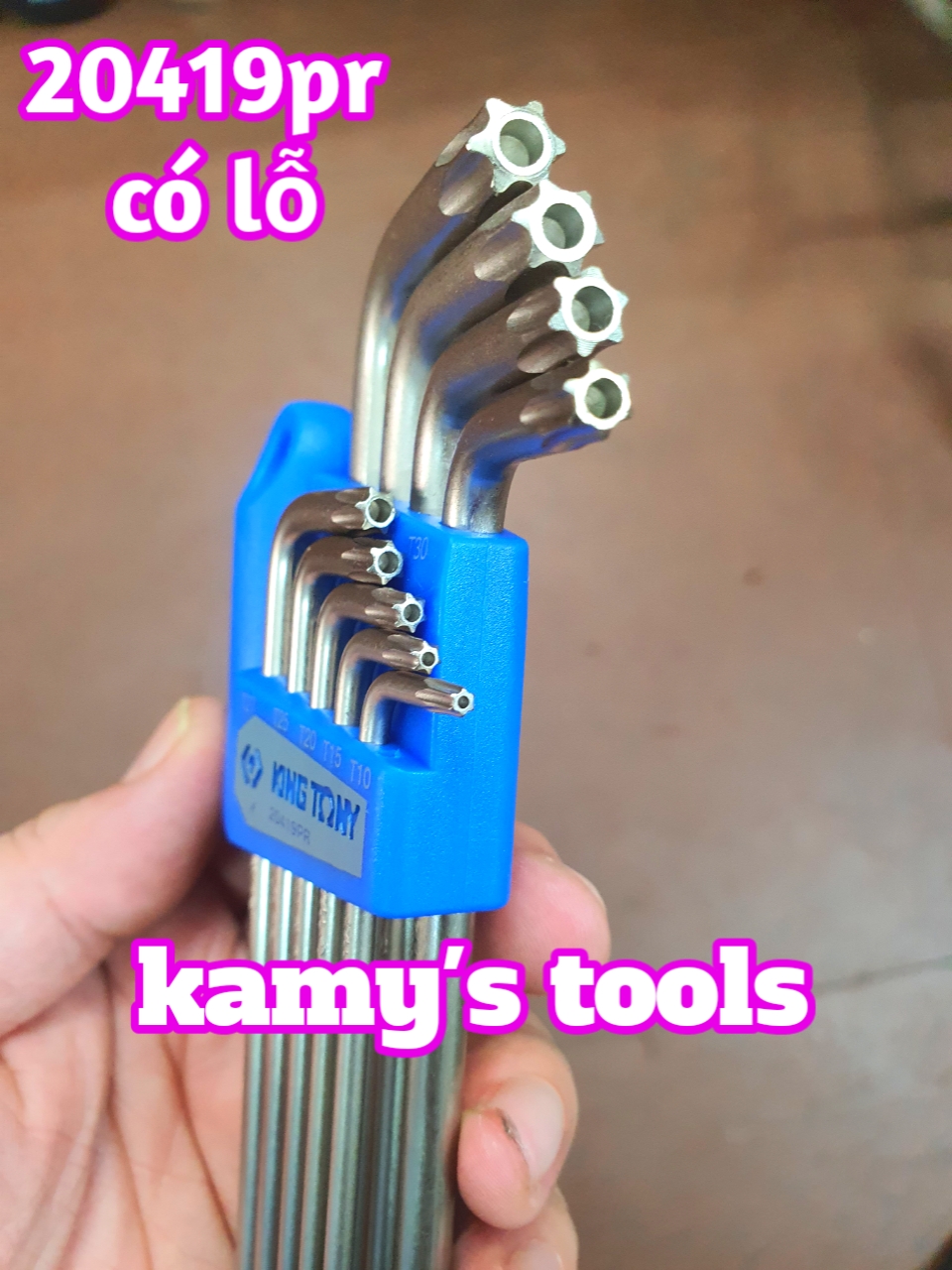 Bộ lục giác sao có lỗ loại dài Kingtony model 20419PR 9 cây T10H-T50H