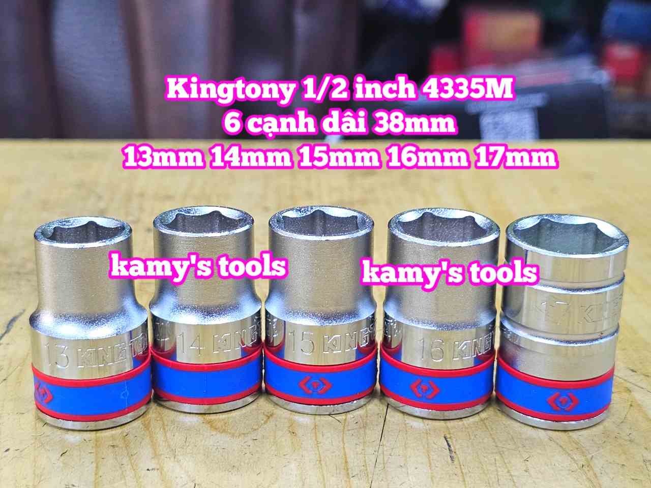 Đầu tuýp ngắn 1/2 inch Kingtony lục giác 6 cạnh 13mm 14mm 15mm 16mm 17mm 433513MR 433514MR 433515MR 433516MR 433517MR