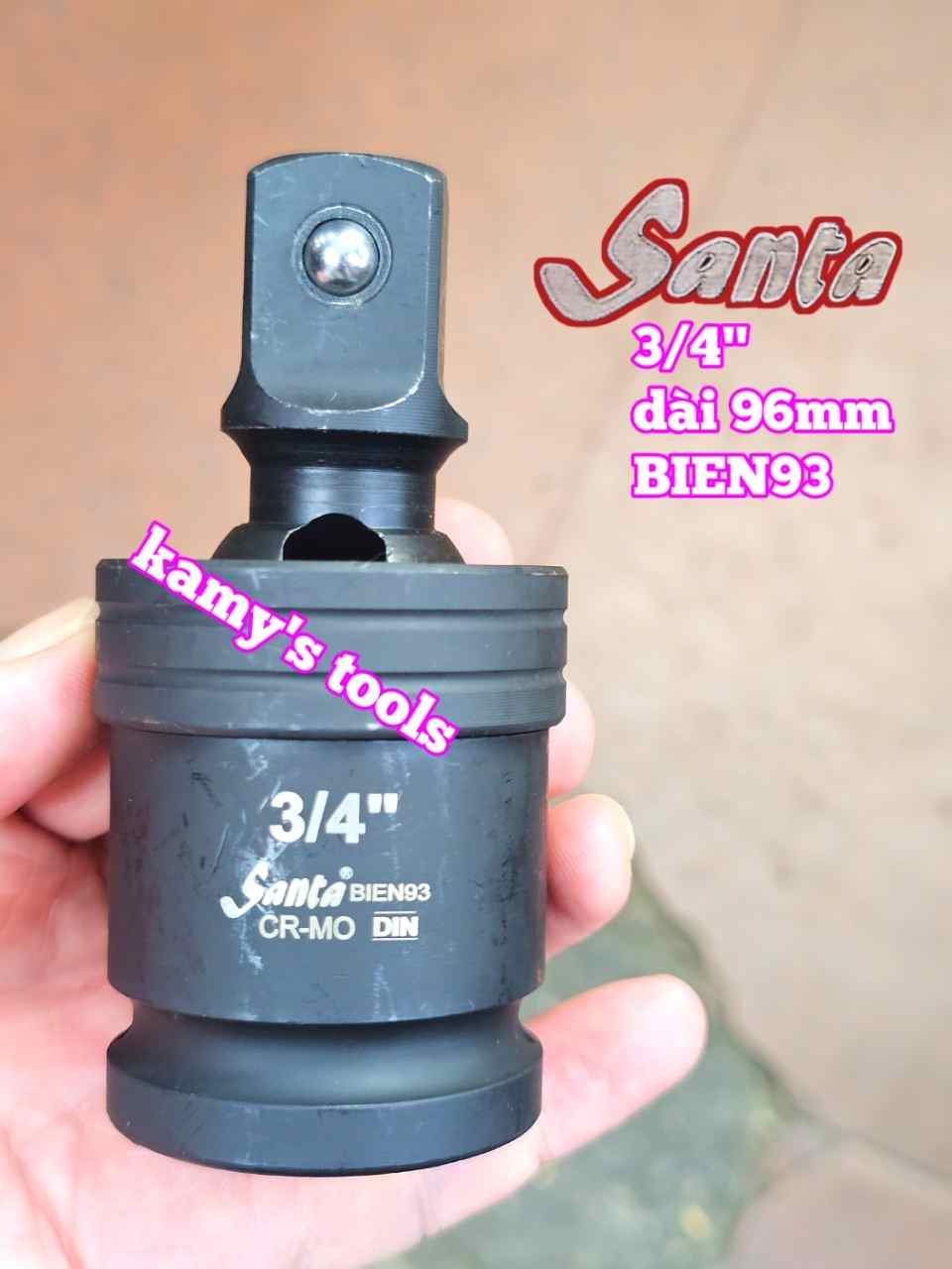 Đầu tuýp nối lắc léo đen gật gù xoay 360 độ 3/4 inch Santa BIEN93 dài 44x96mm