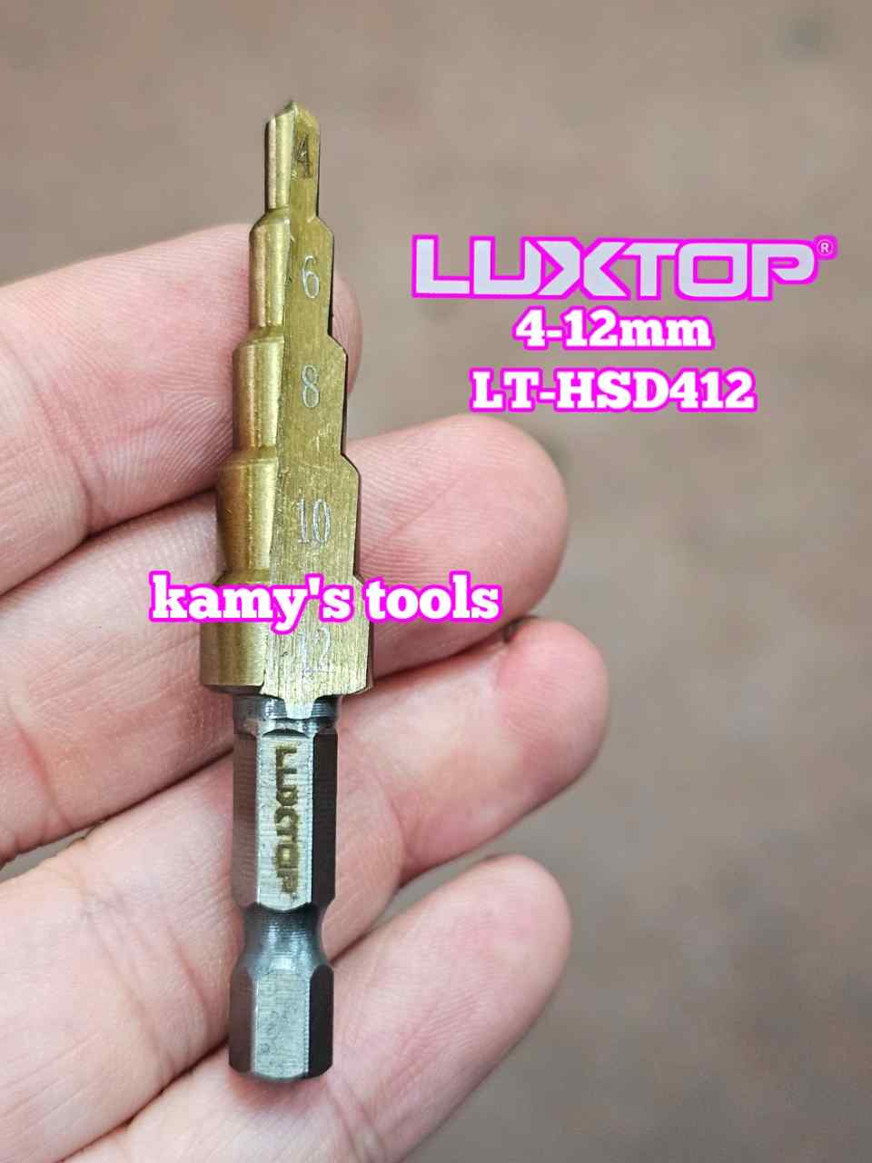 Mũi khoan tháp chuôi lục giác 4-12mm Luxtop LT-HSD412