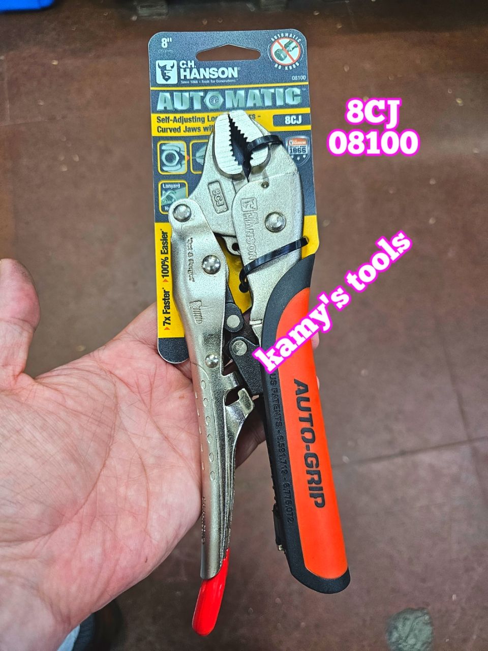 Kìm bấm chết tự động automatic Hanson 8CJ 08100 dài 8inch 203mm cán bọc nhựa