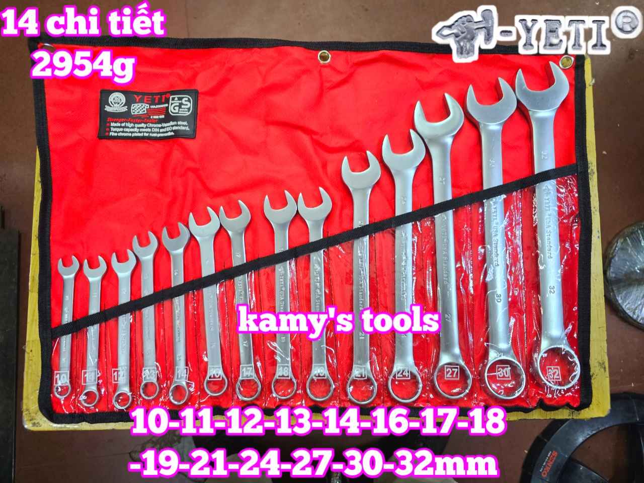 Bộ cờ lê vòng miệng YETI đầu búa 14 chi tiết 10-32mm YETI-32202A