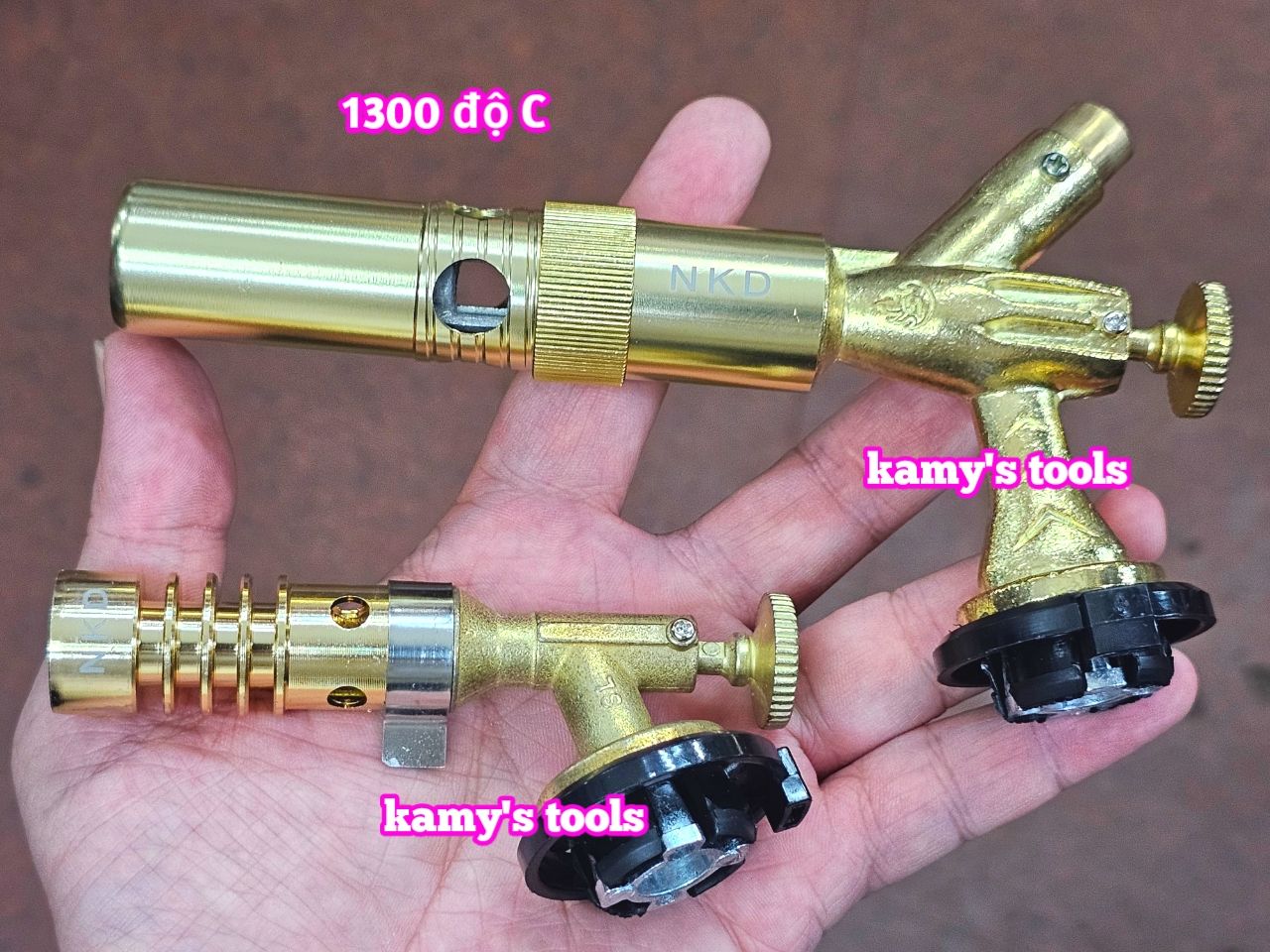 Đèn khò ga bằng đồng nguyên khối cao cấp có núm điều chỉnh nhiệt độ 1300 độ C loại nhỏ và loại lớn kamytools