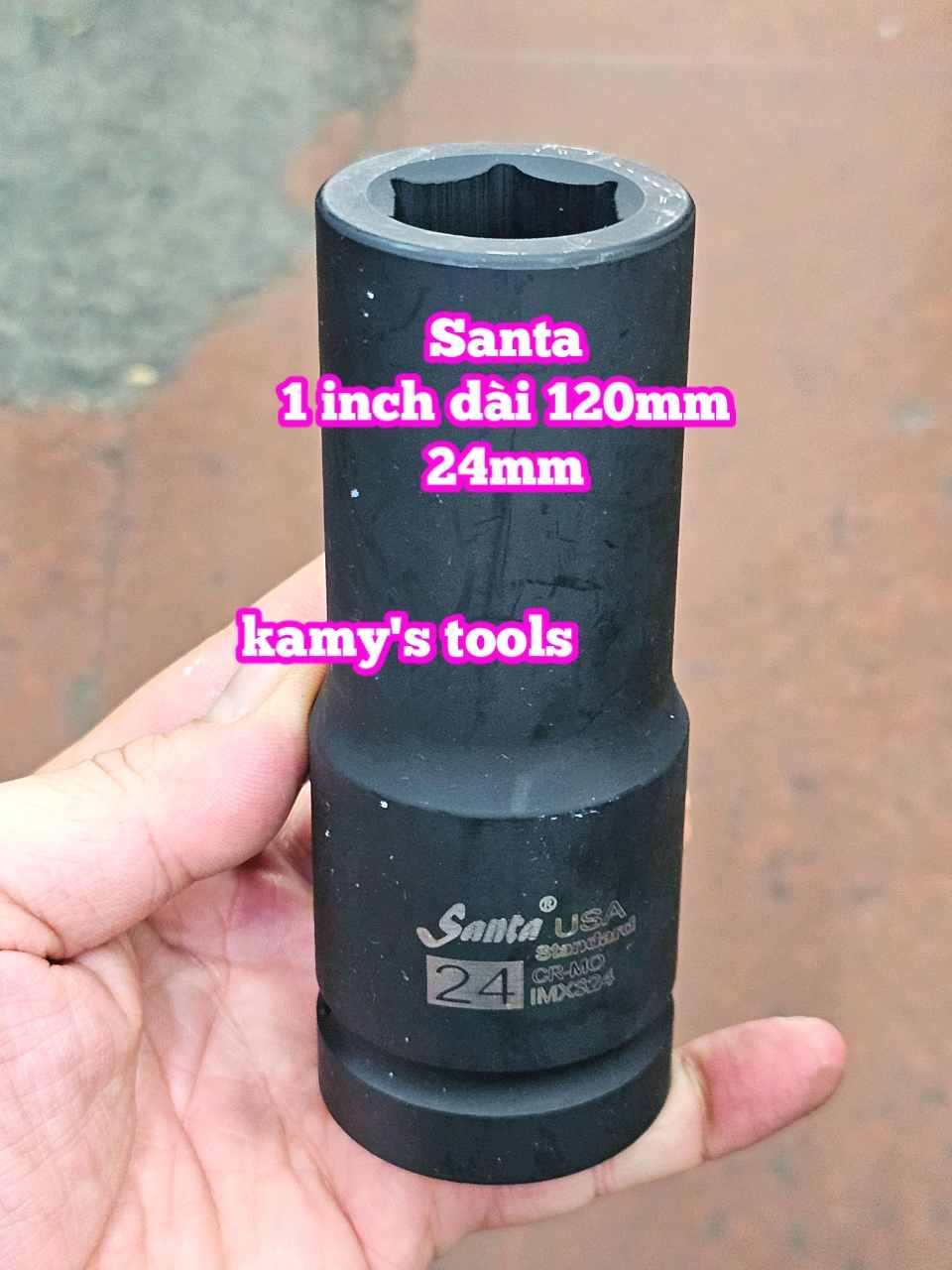Đầu tuýp 1 inch đen dài 120mm lục giác Santa thép Cr-mo 24mm 27mm 30mm 32mm 33mm 34mm IMX327 IMX330 IMX332 IMX333 IMX334