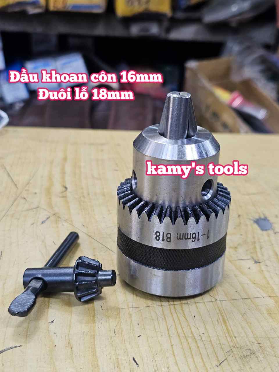 Đầu khoan đầu kẹp mũi khoan sắt 1-16mm lỗ côn B18 Wetoools WT-DC16B18