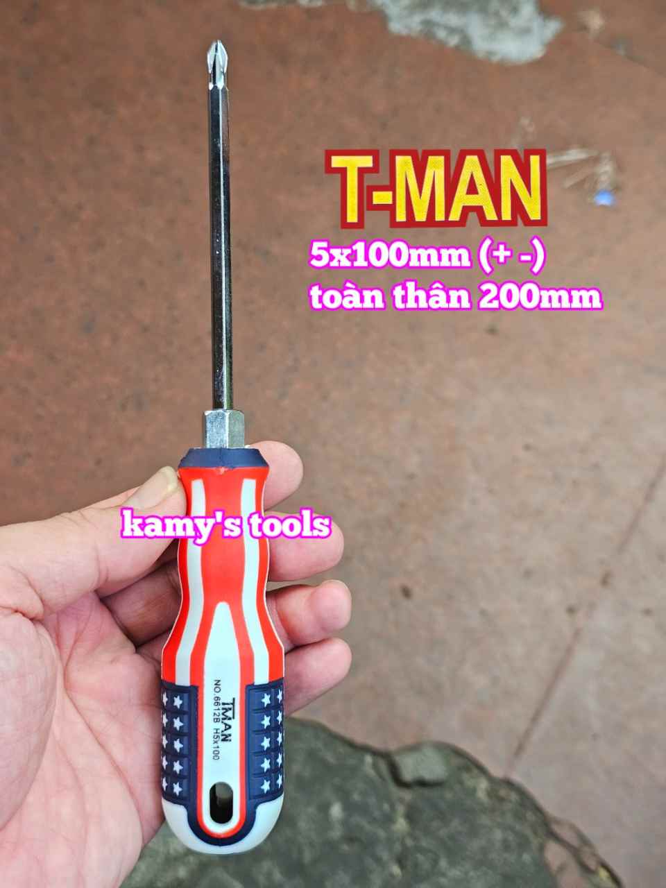 Tua vít 2 đầu bake dẹp T-MAN 5mm dài 100mm 150mm 200mm 5x100mm 5x150mm 5x200mm TMAN-6612-5B100 TMAN-6612-5B150 TMAN-6612-5B200