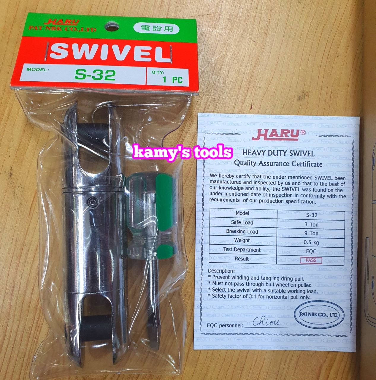 Khớp xoay con lắc chống xoắn cáp Haru Pat Ngk 32mm S-32 3 tấn - 9 tấn chính hãng