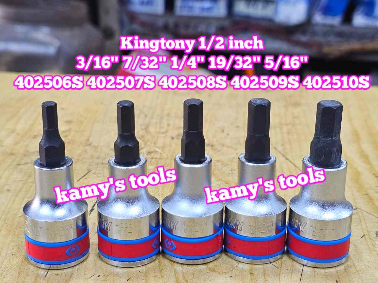 Tuýp lú đầu lục giác lỗ 1/2 inch Kingtony cỡ 3/16 7/32 1/4 19/32 5/16 inch 402506S 402507S 402508S 402509S 402510S