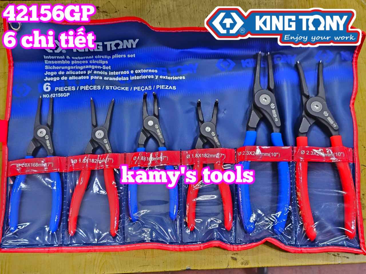 Bộ kìm mở phe trong ngoài 6 chi tiết 7 inch và 10 inch Kingtony 42156GP
