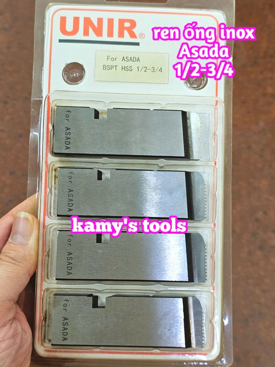 1/2-3/4 inch Dao tiện ren ống INOX Asada Ksu Piset hiệu Unir BSPT