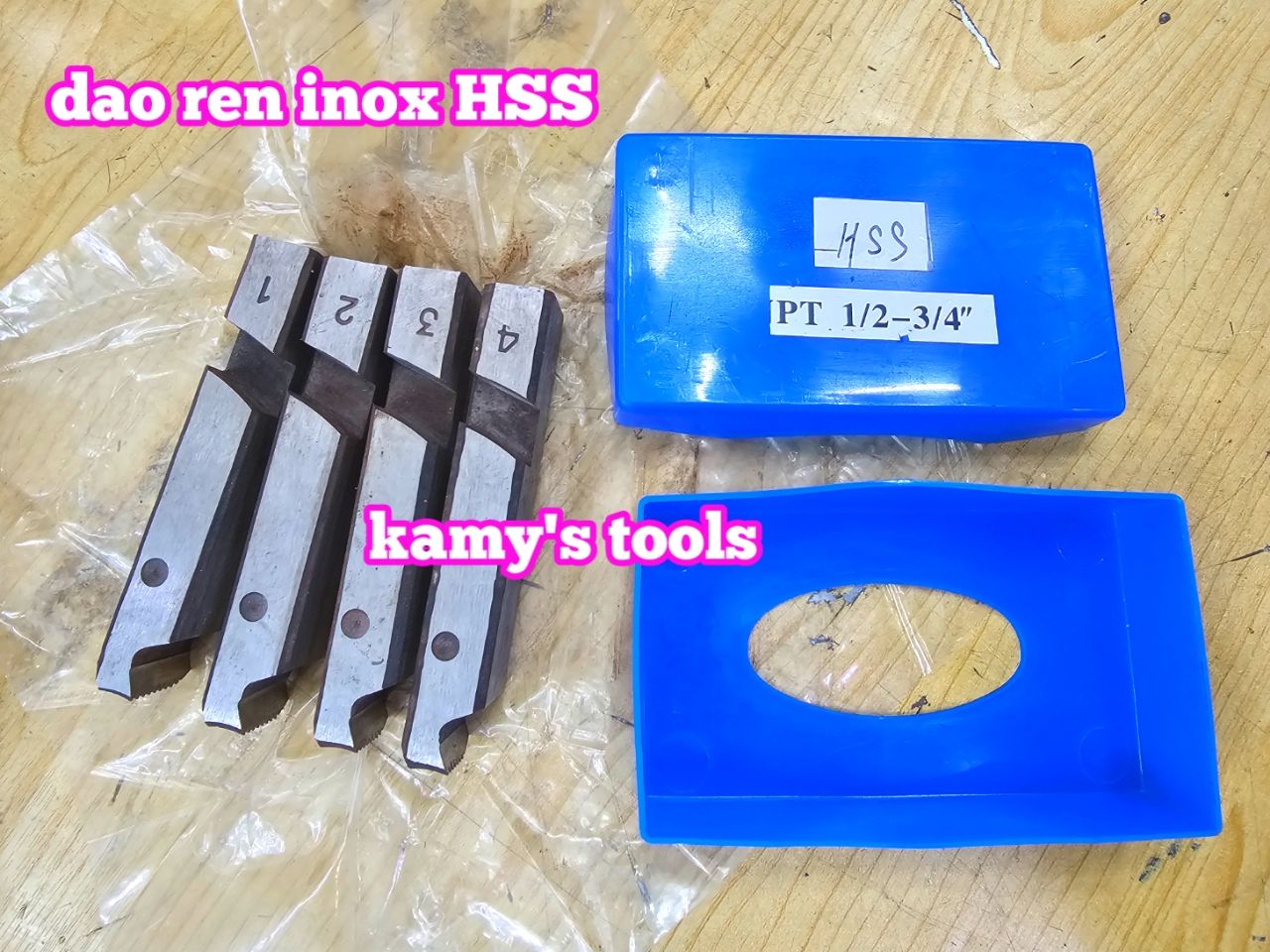 Dao tiện ren ống inox HSS Long Shun 1/2-3/4, 1-2, 2 1/2-3, 2 1/2-4 inch