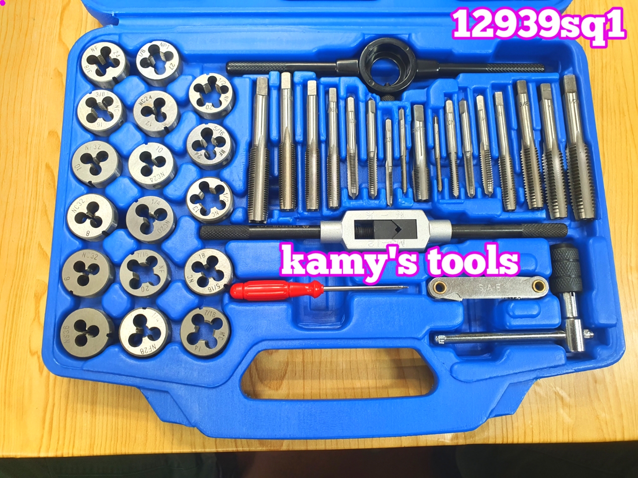Bộ Taro bàn ren hệ inch 39 chi tiết Kingtony model 12939SQ1, bộ ta rô