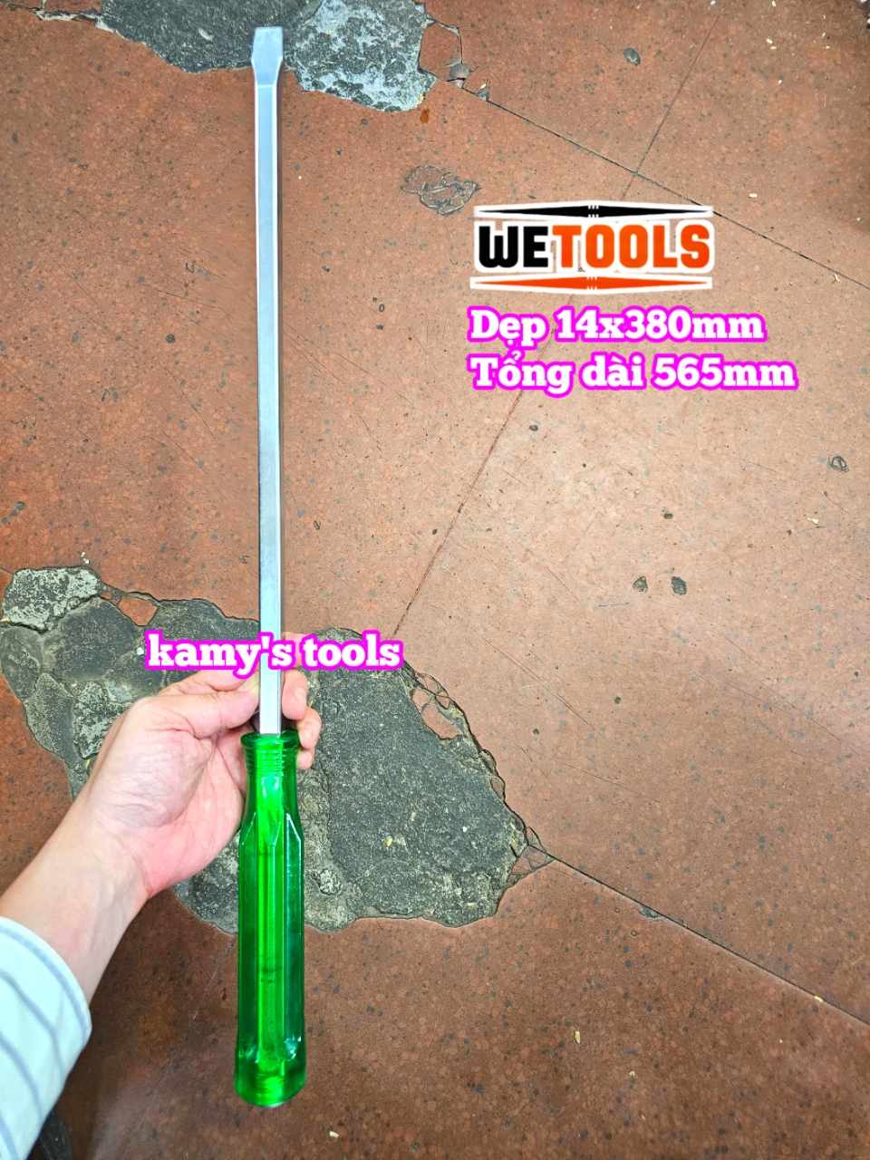 Tua vít đóng đầu dẹp 14mm dài 380mm 14x380mm Wetools WT-521438A