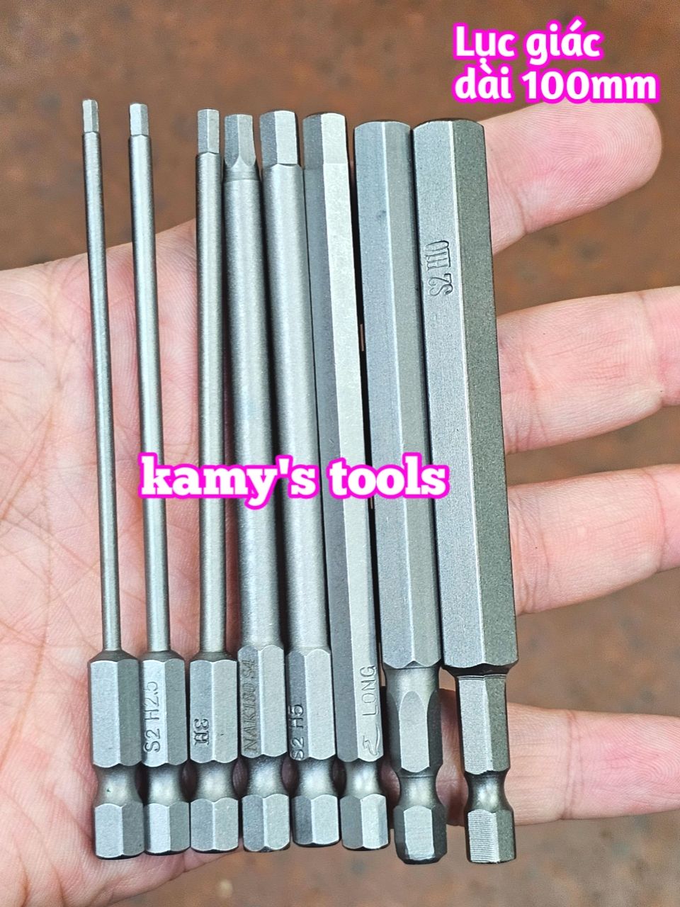 Mũi vít lục giác 6 cạnh đuôi lục giác 1/4 inch dài 100mm thép S2 H2 H2.5 H3 H4 H5 H6 H8 H10