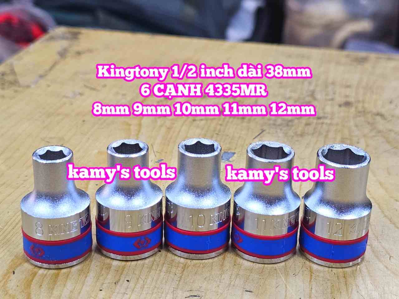 Đầu tuýp khẩu ngắn 1/2 inch Kingtony lục giác 6 cạnh 8mm 9mm 10mm 11mm 12mm 433508mr 433509mr 433510mr 433511mr 433512mr
