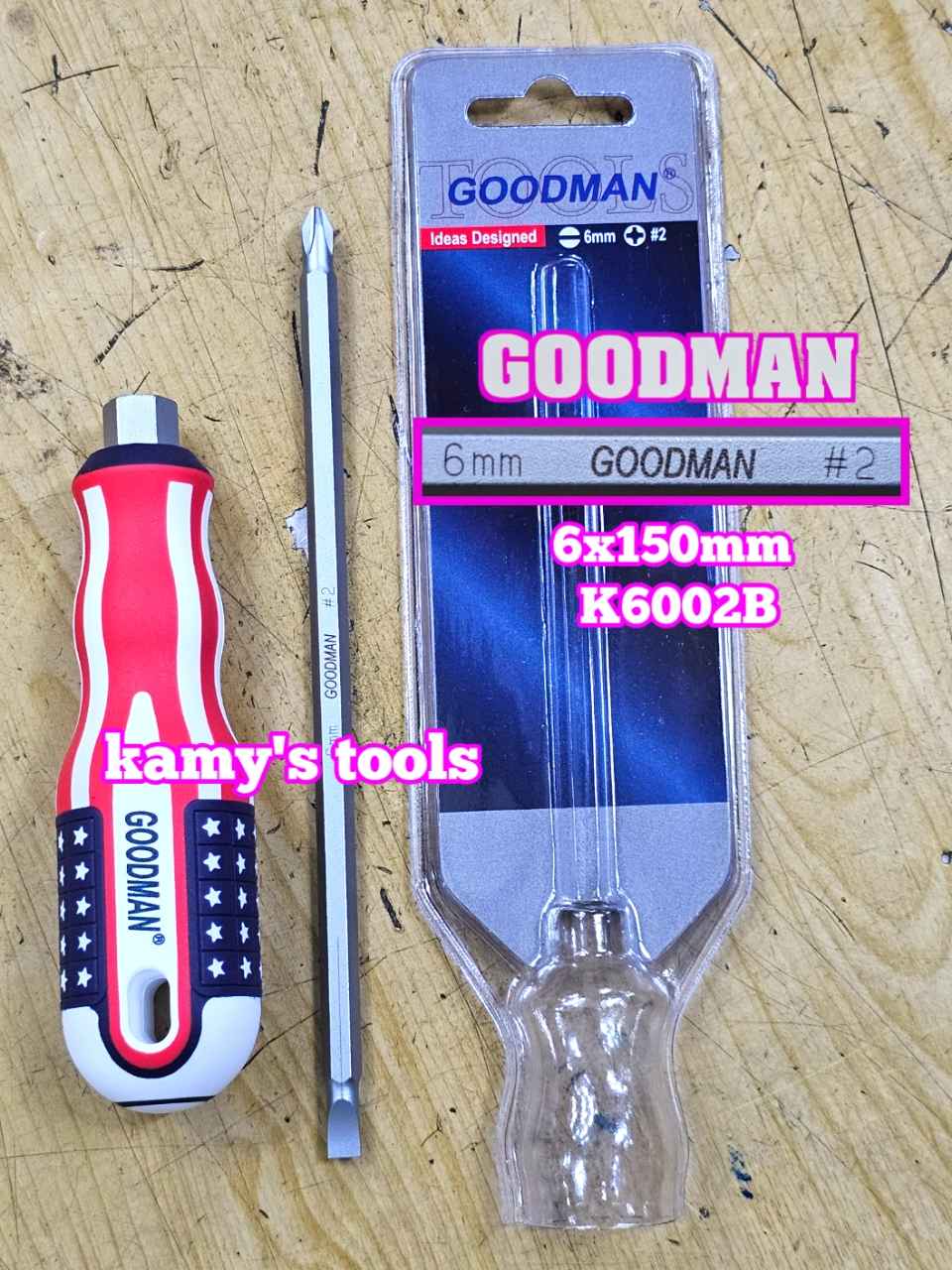 Tua vít 2 đầu bake dẹp Goodman 6x150mm K6002B chính hãng